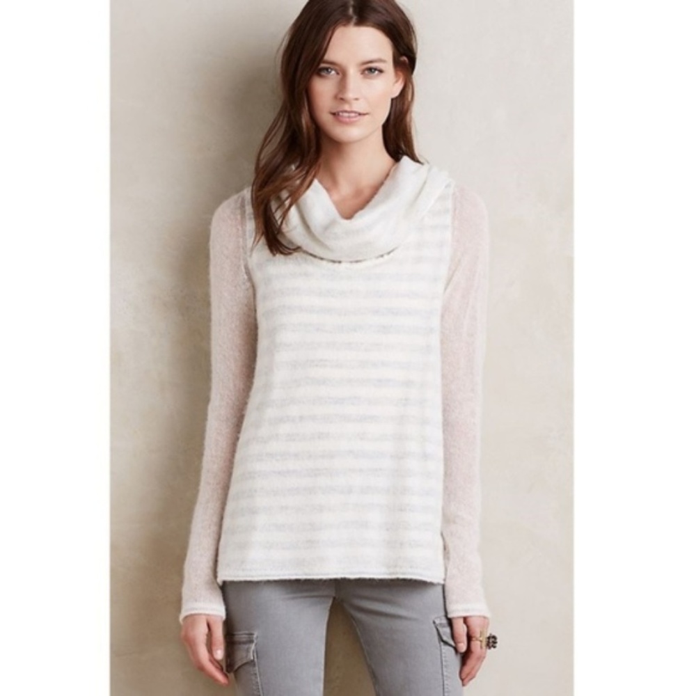 Anthropologie Moth Striped Cowl Neck Sweater